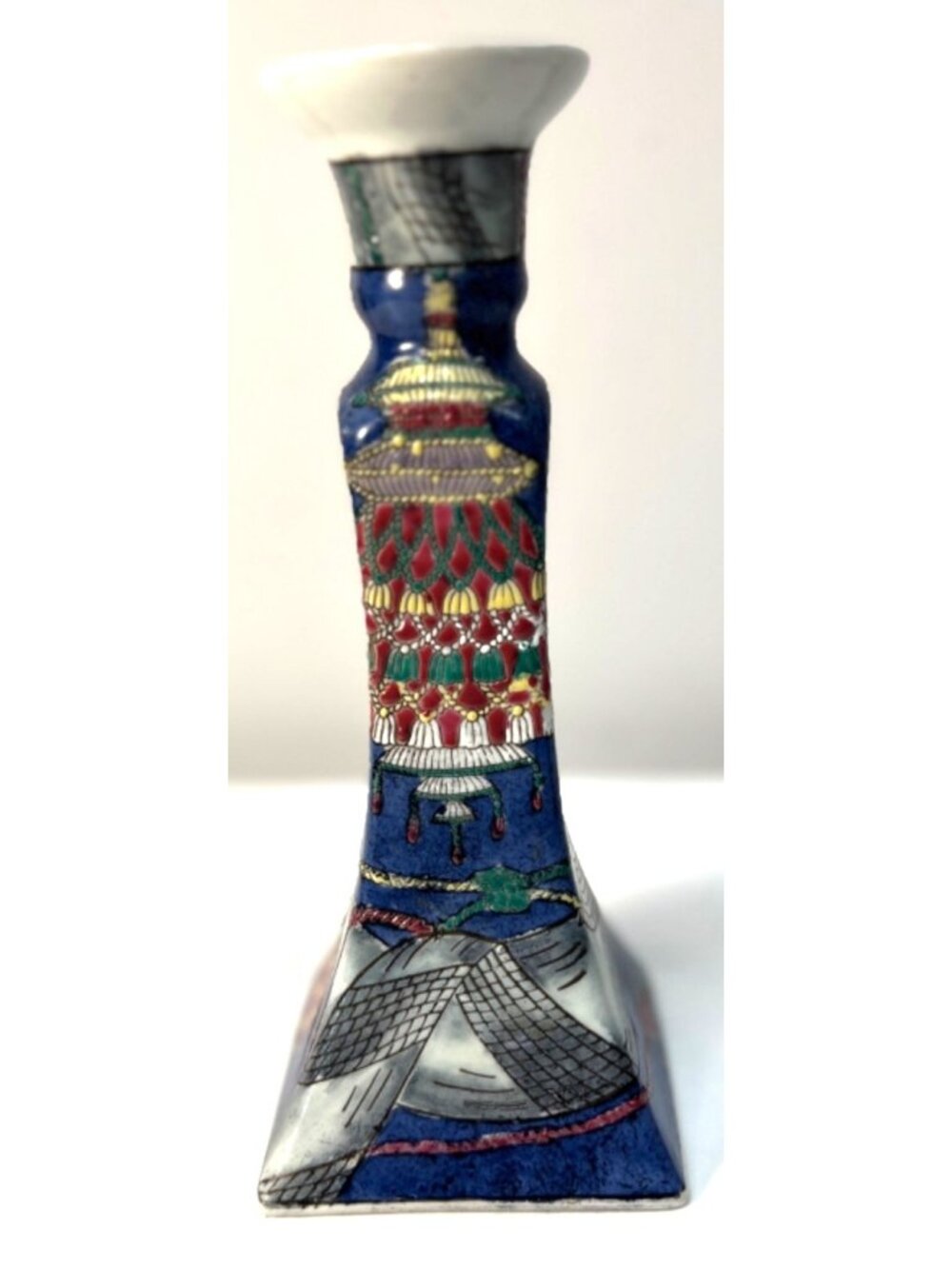 Vintage Japanese Kutani Porcelain Candle Holder